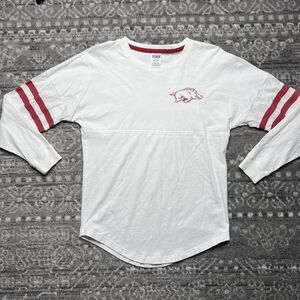 Victorias Secret PINK Arkansas Razorbacks Spirit Jersey Shirt Womens XS White